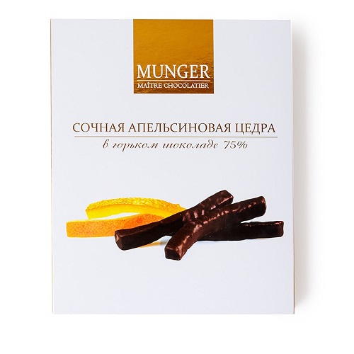 Munger цукаты из апельсиновой цедры в горьком шоколаде, 90 гр